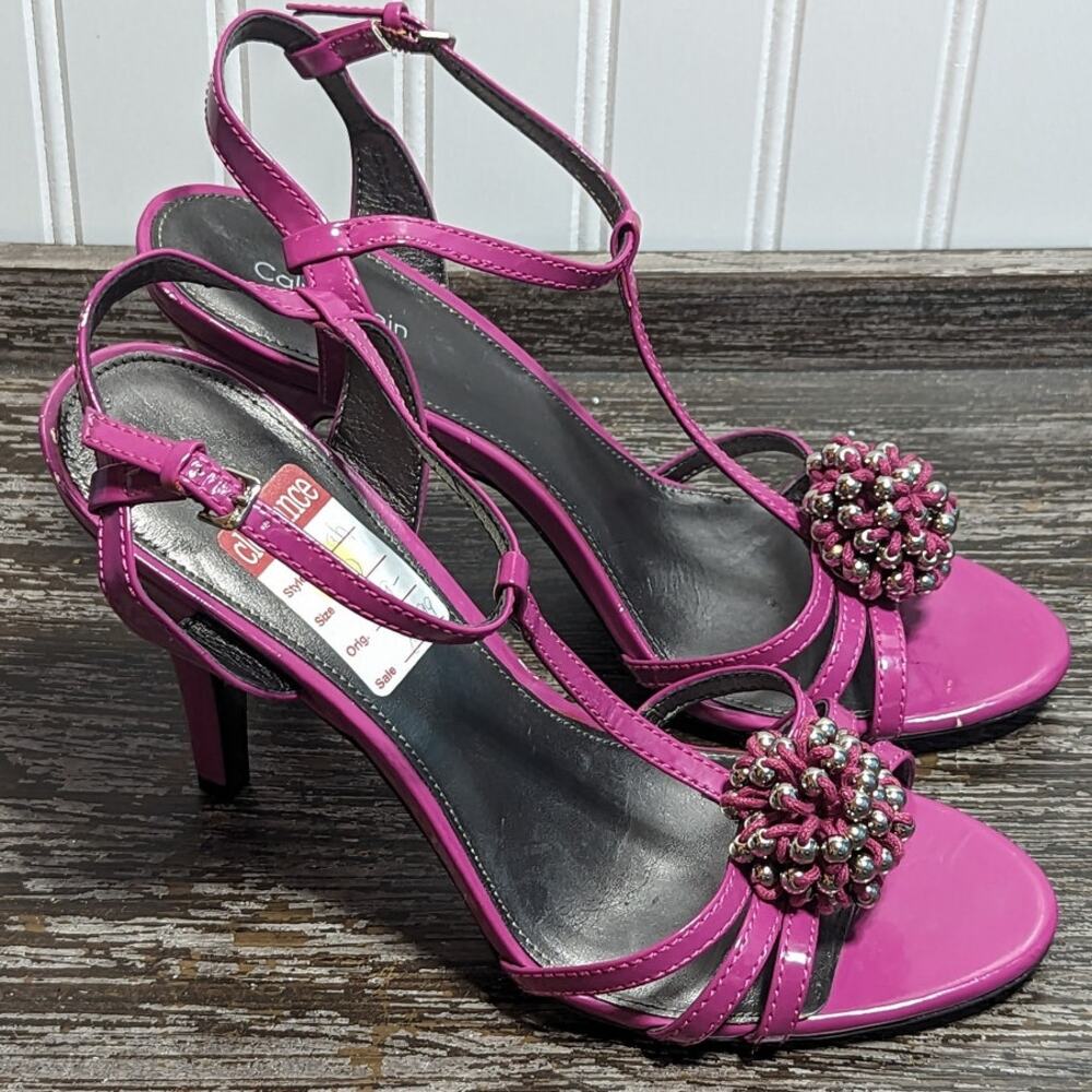 Calvin Klein Women's Magenta T-Strap Heeled Dress Shoes Size 10 M